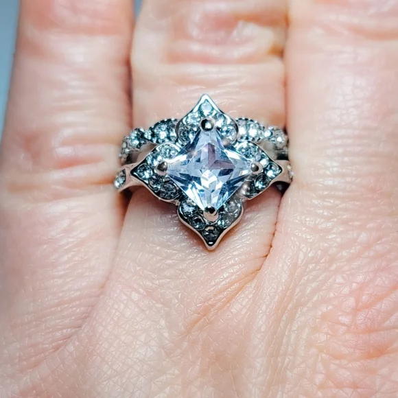 🎀925-1.5ct. Princess Double Band Diamond 💎  Ring - Picture 3 of 4